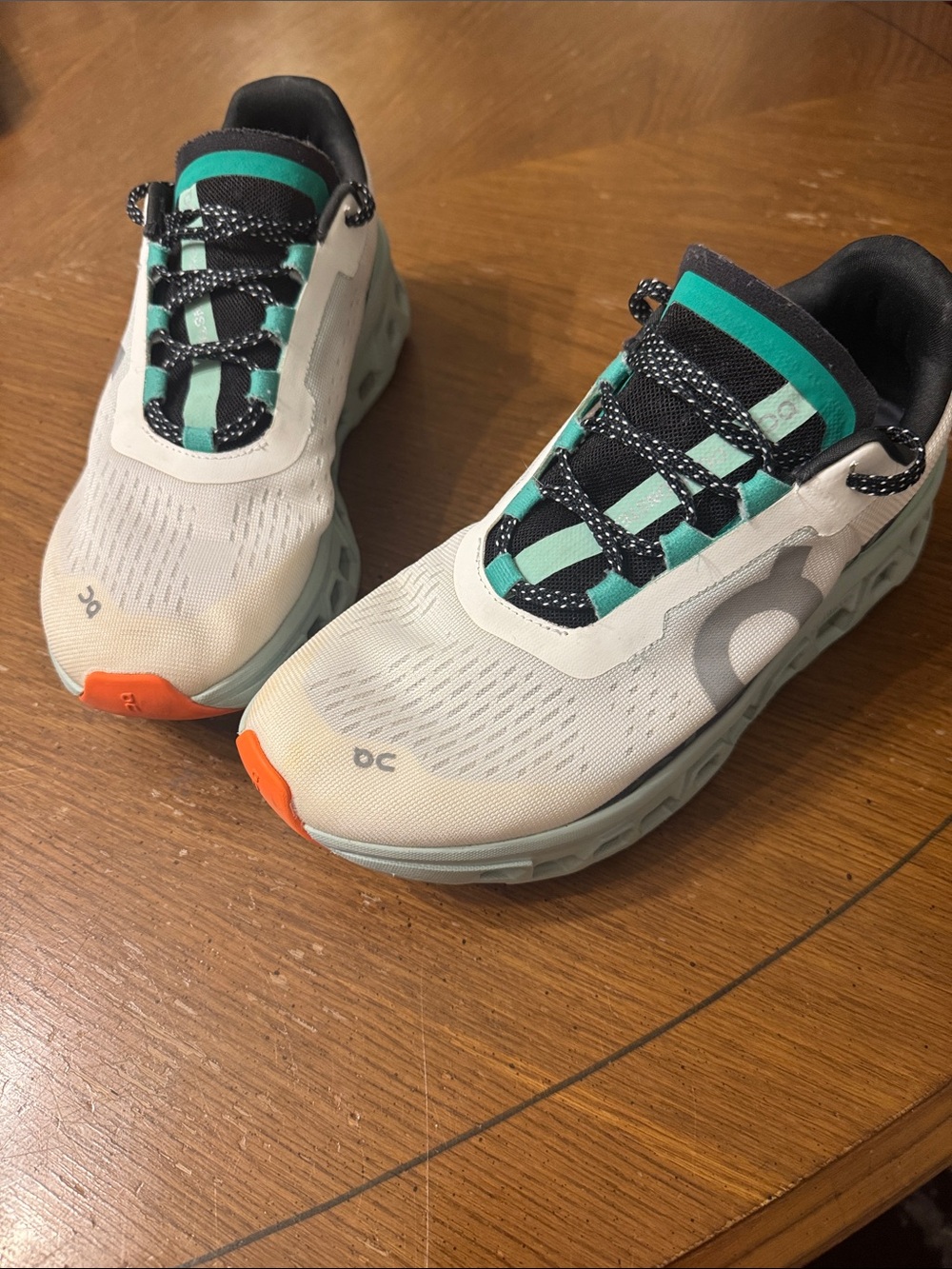 On Running Cloudmonster Undyed White / Creek Colorway Sneakers Shoes Women Sz 9